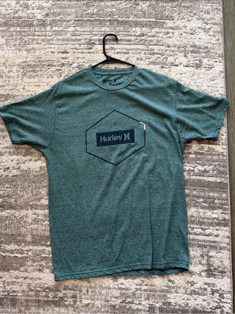 Hurley Men's Teal Green Hex Logo Short Sleeve Tee